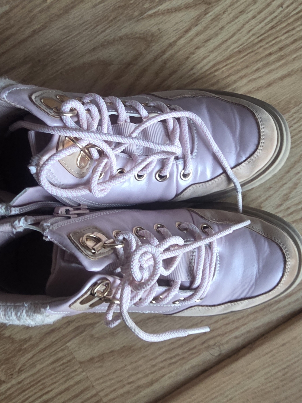 MIA Kids Light Pink High-Top Boots with Gold Hardware